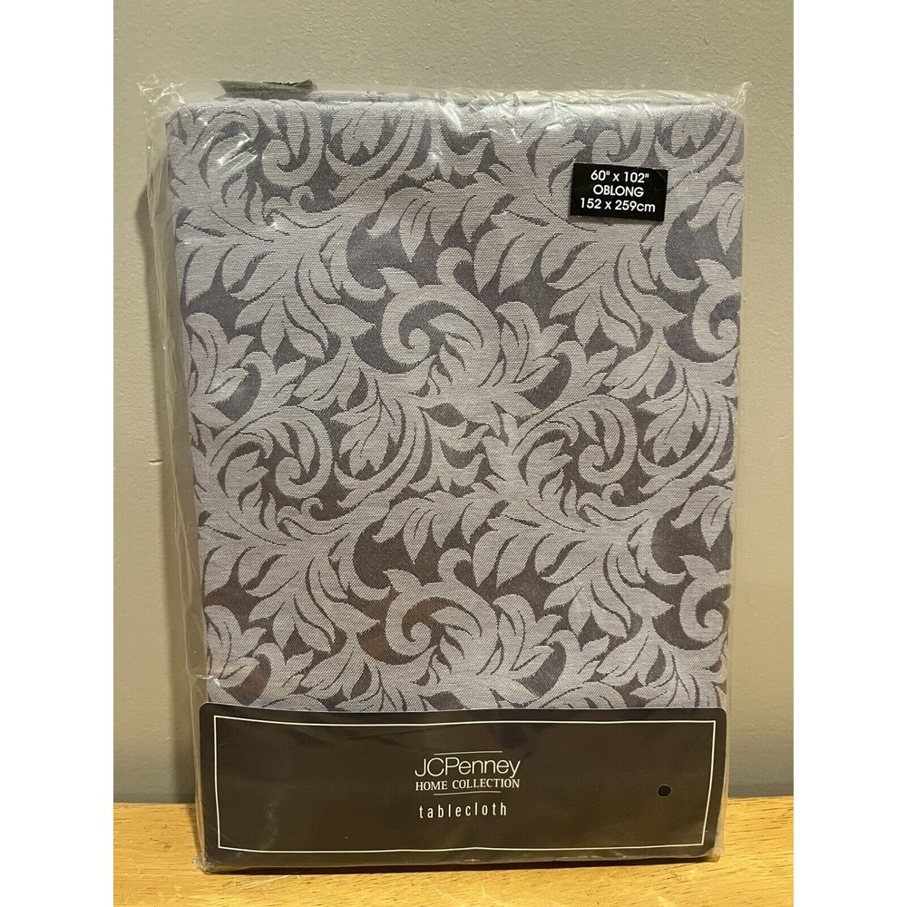 Vintage JC Penney Home Damask Lilac Purple Tablecloth Oblong 60" X 102" NOS‎
